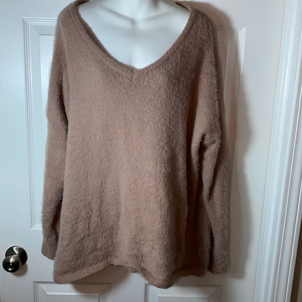 Pink Lily V Neck Knit Top Plus Size 2XL Sweater Eyelash